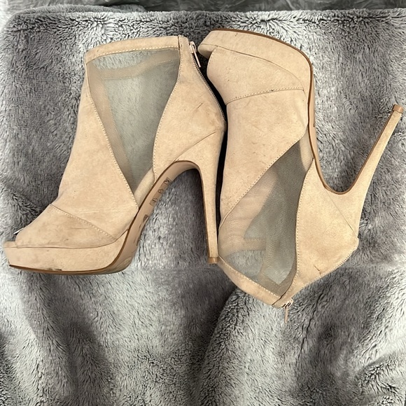 Jaina cream Aldo mesh open toe stilleto zip up bootie - Picture 2 of 3